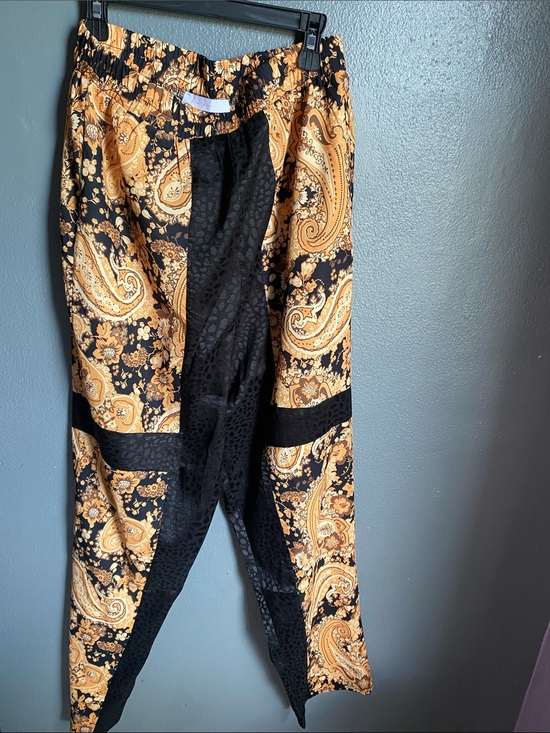 Ces Femme Pants - Black and Mustard Floral Patchwork pants
